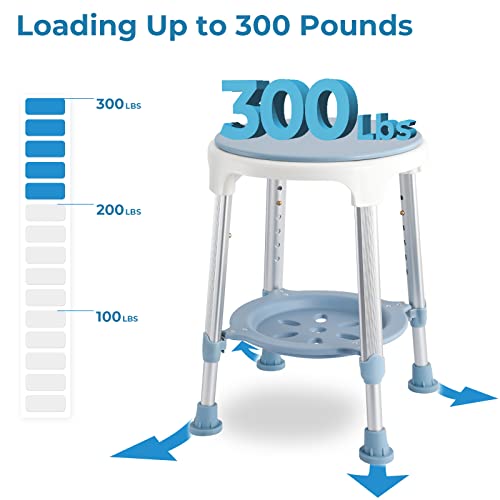 KSITEX Shower Chair Stool for Inside Shower, Small Corner Plastic Stool for Shower 300 Lb,360° Swivel Bath Shower Seat for Seniors Adults Sitting, Adjustable Bathtub Stool with Storage Tray - Image 4