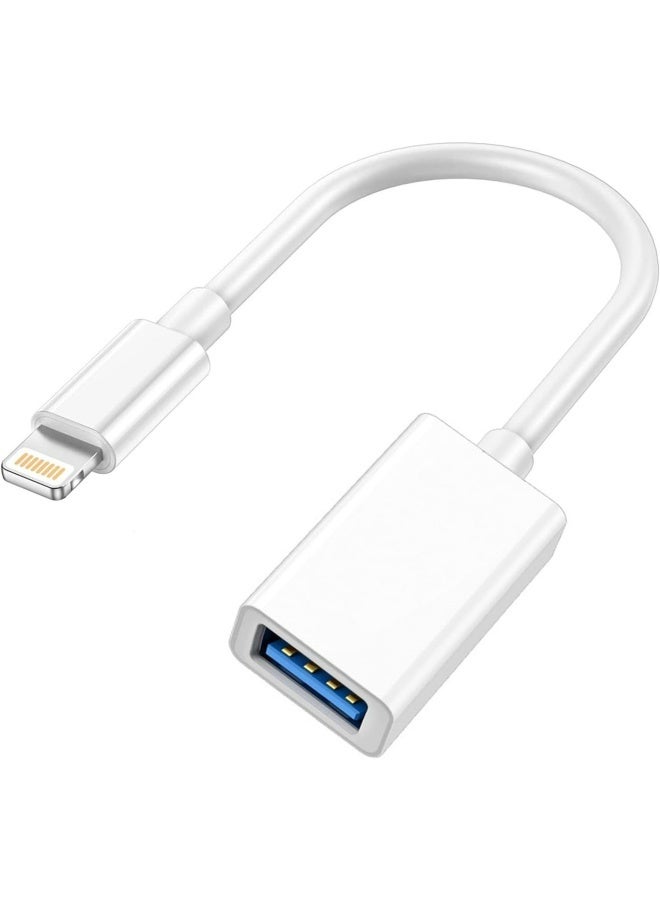 Apluynm Lightning to USB Camera Adapter, Apple MFi Certified USB OTG Cable Converter for iPhone 14 13 12 11 Pro Max XS XR X 8 iPad, Support Camera, Card Reader, USB Flash Drive, MIDI Keyboard - Image 1