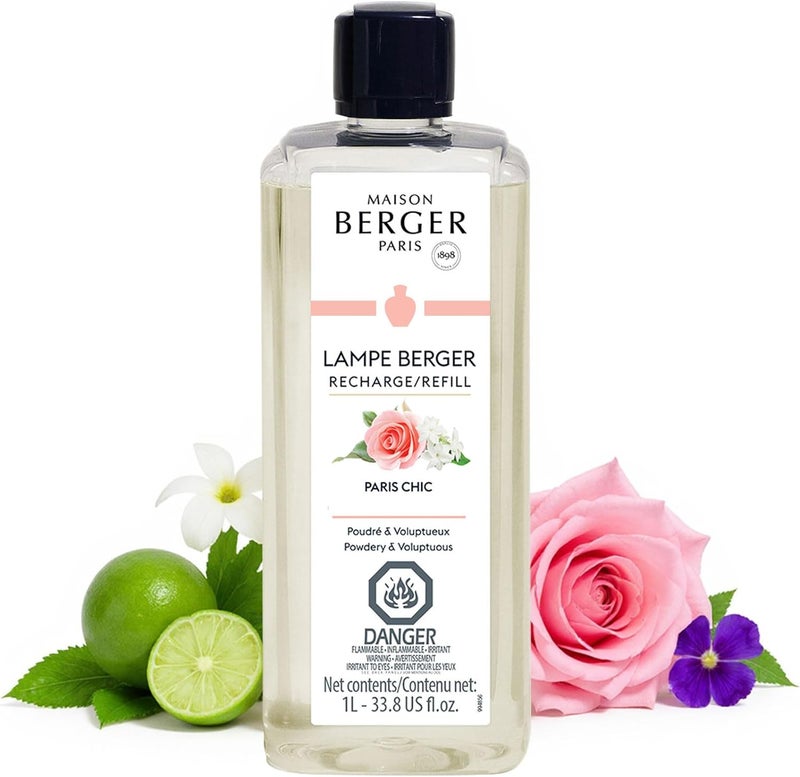 Maison Berger – Paris Chic Lampe Berger Fragrance Refill for Catalytic Lamp – 2-in-1 Purifying and Perfuming Powdery Floral Scent – 1 Liter (33.8 Fluid Ounces) – Bergamot Rose Musk - Image 1