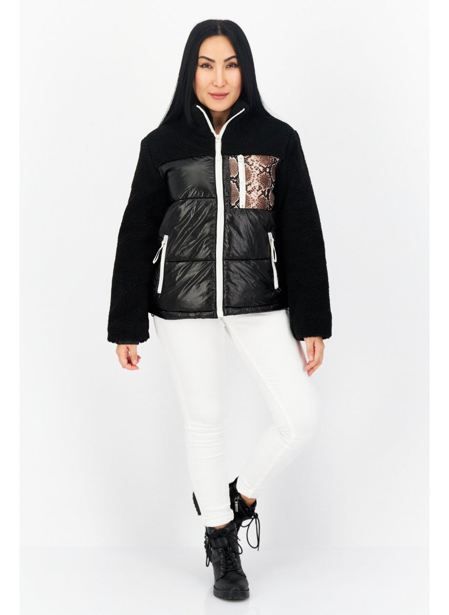 Marc New York Women Textured Puffer Jacket, Black Combo  - Image 2