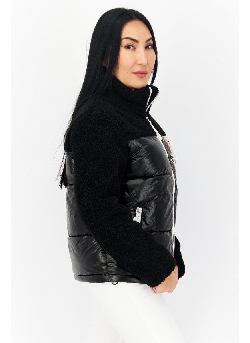Marc New York Women Textured Puffer Jacket, Black Combo  - Image 3