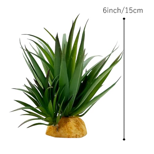 Smoothedo-Pets Reptile Artificial Plants Succulent Terrarium Decorative Desert Rainforest Plant Lizard Beard Chameleon Gecko Snake Amphibious Sea Turtle Tank Accessory (Agave-Set) - Image 3