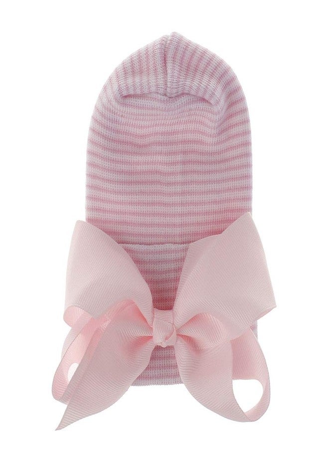 Adeimoo Newborn Hospital Hat Baby Girls Hat Cap with Bow Soft Cute Infant Knot Nursery Beanie (4 Pack Ribbon Bow / 0-3 Month) - Image 4