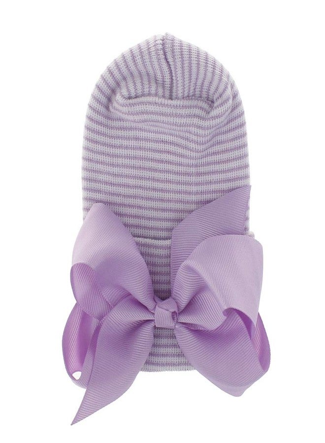 Adeimoo Newborn Hospital Hat Baby Girls Hat Cap with Bow Soft Cute Infant Knot Nursery Beanie (4 Pack Ribbon Bow / 0-3 Month) - Image 5