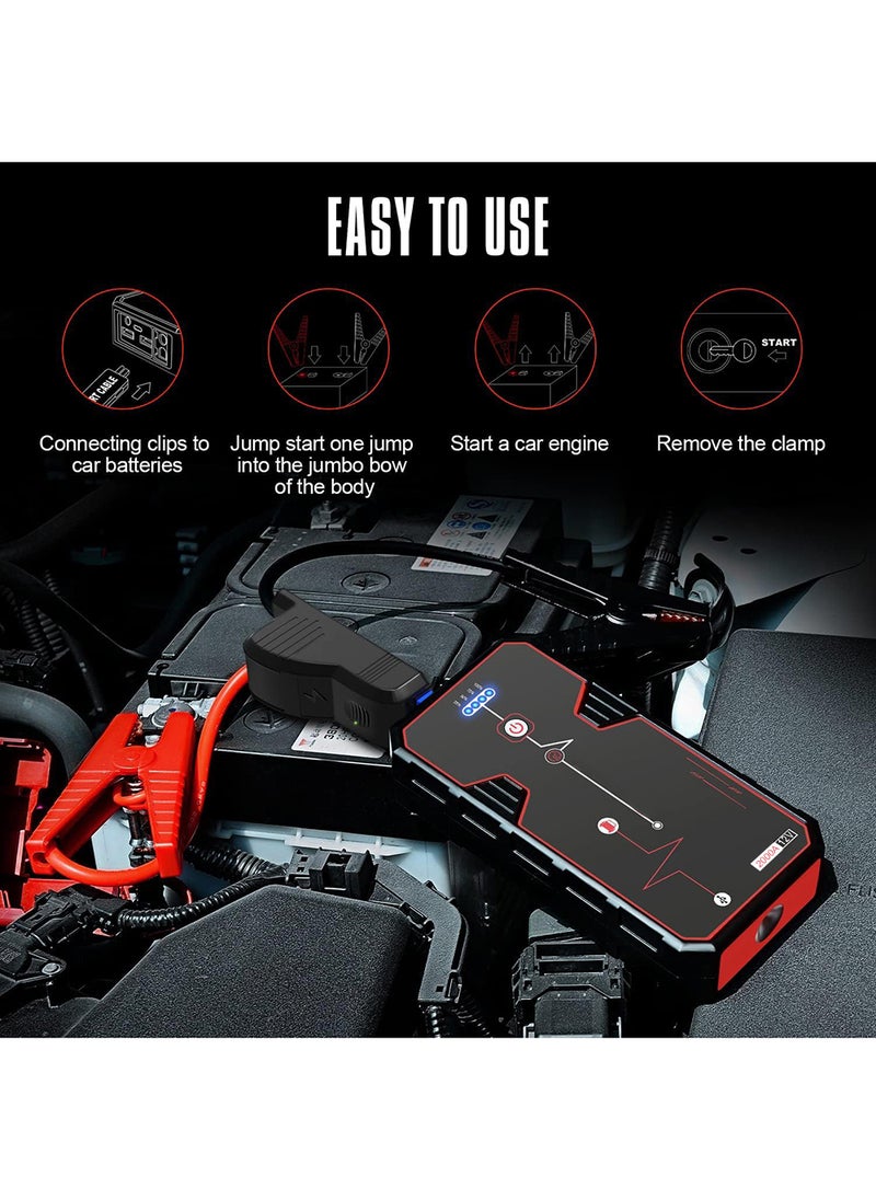 EzzySo - Car Jump Starter 21800mAh Water-Resistant Jump Starter Battery Pack, Battery Jumper Starter Portable,12V/1A, LED Light - Image 1