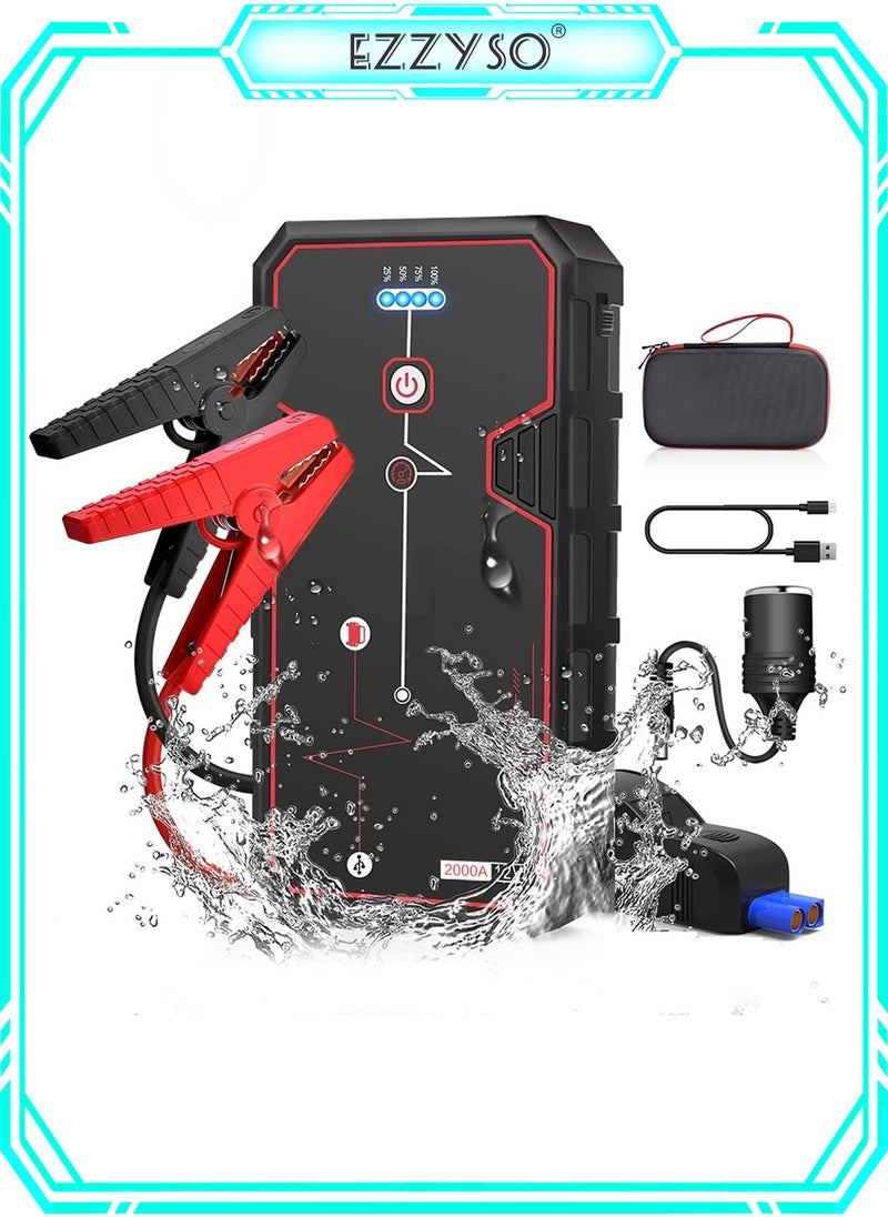 EzzySo - Car Jump Starter 21800mAh Water-Resistant Jump Starter Battery Pack, Battery Jumper Starter Portable,12V/1A, LED Light - Image 1