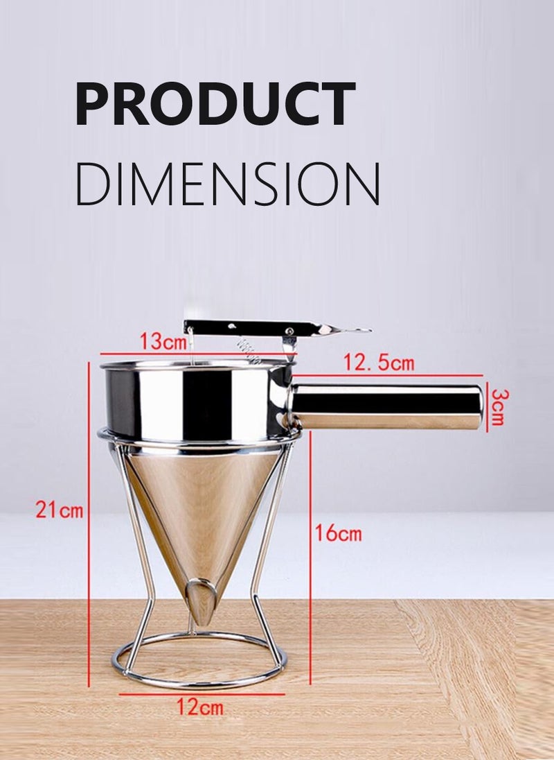 Generic - 1pc Pancake Batter Dispenser Stainless Steel Funnel Dispenser with Stand Holder - Image 1