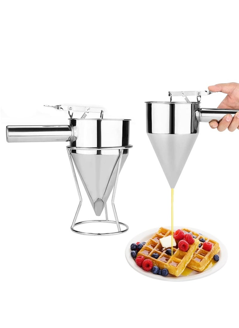 Generic - 1pc Pancake Batter Dispenser Stainless Steel Funnel Dispenser with Stand Holder - Image 1