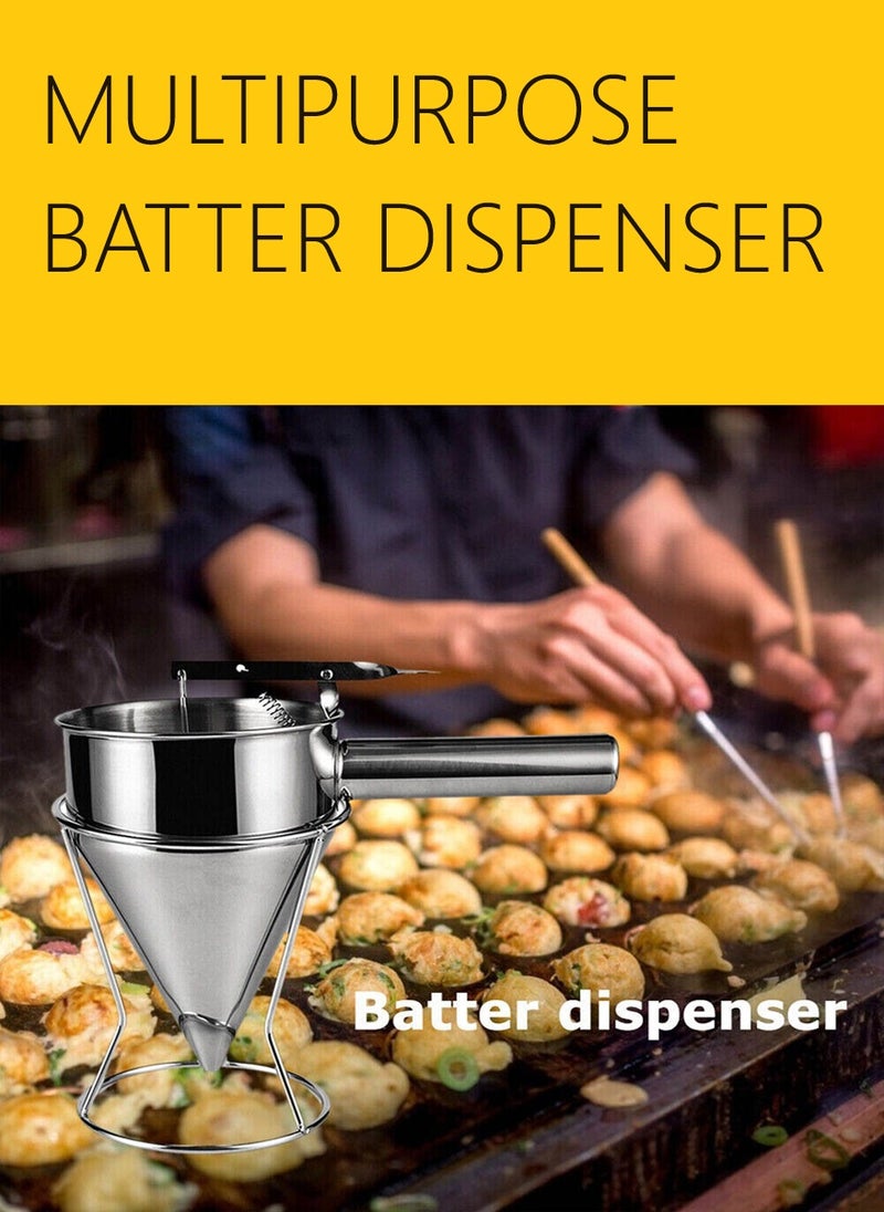 Generic - 1pc Pancake Batter Dispenser Stainless Steel Funnel Dispenser with Stand Holder - Image 1