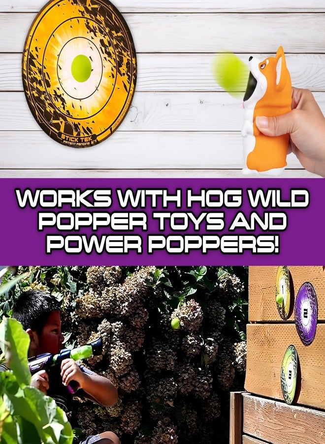 Hog Wild Sticky Targets for Foam Ball Blasters and Poppers, 3-Pack - Includes 3 Targets That Stick to Most Flat Surfaces - Self-Adhesive, Removable - Gift for Kids Ages 4+ - Image 3