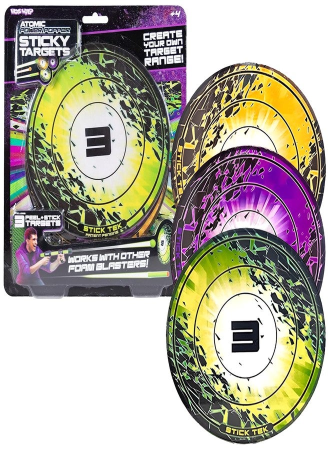 Hog Wild Sticky Targets for Foam Ball Blasters and Poppers, 3-Pack - Includes 3 Targets That Stick to Most Flat Surfaces - Self-Adhesive, Removable - Gift for Kids Ages 4+ - Image 1