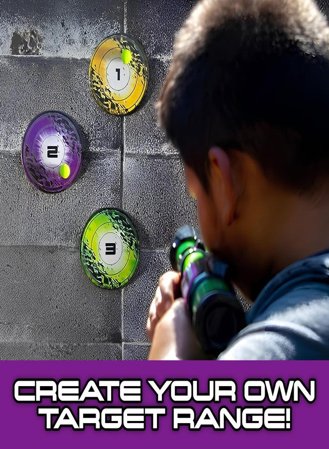 Hog Wild Sticky Targets for Foam Ball Blasters and Poppers, 3-Pack - Includes 3 Targets That Stick to Most Flat Surfaces - Self-Adhesive, Removable - Gift for Kids Ages 4+ - Image 2
