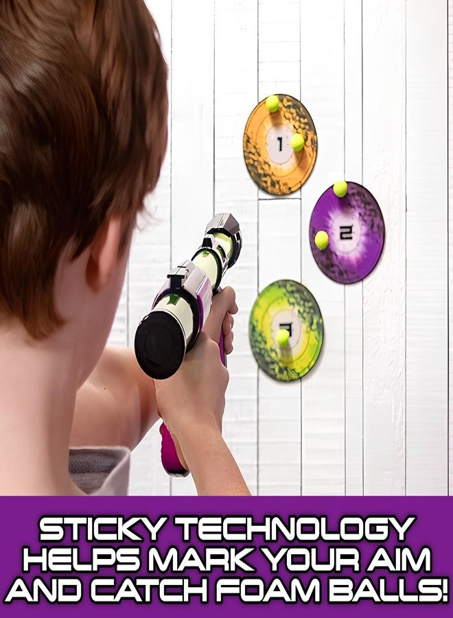 Hog Wild Sticky Targets for Foam Ball Blasters and Poppers, 3-Pack - Includes 3 Targets That Stick to Most Flat Surfaces - Self-Adhesive, Removable - Gift for Kids Ages 4+ - Image 4
