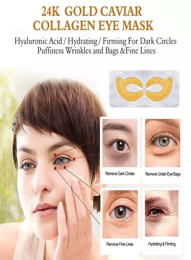 AMPLIN 24K Gold Eye Mask Collagen Gel Pads with Anti-Aging and Wrinkles Care for Rings, Swelling Treatment Hydrogel Under Eye Patches (PACK OF 10) - Image 3