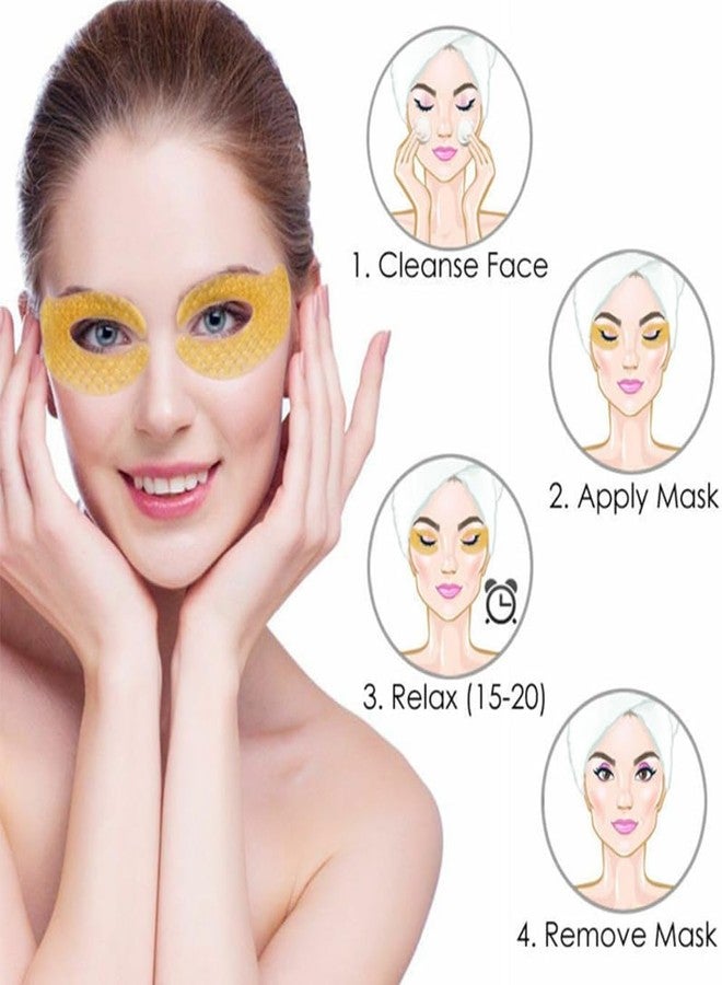 AMPLIN 24K Gold Eye Mask Collagen Gel Pads with Anti-Aging and Wrinkles Care for Rings, Swelling Treatment Hydrogel Under Eye Patches (PACK OF 10) - Image 4