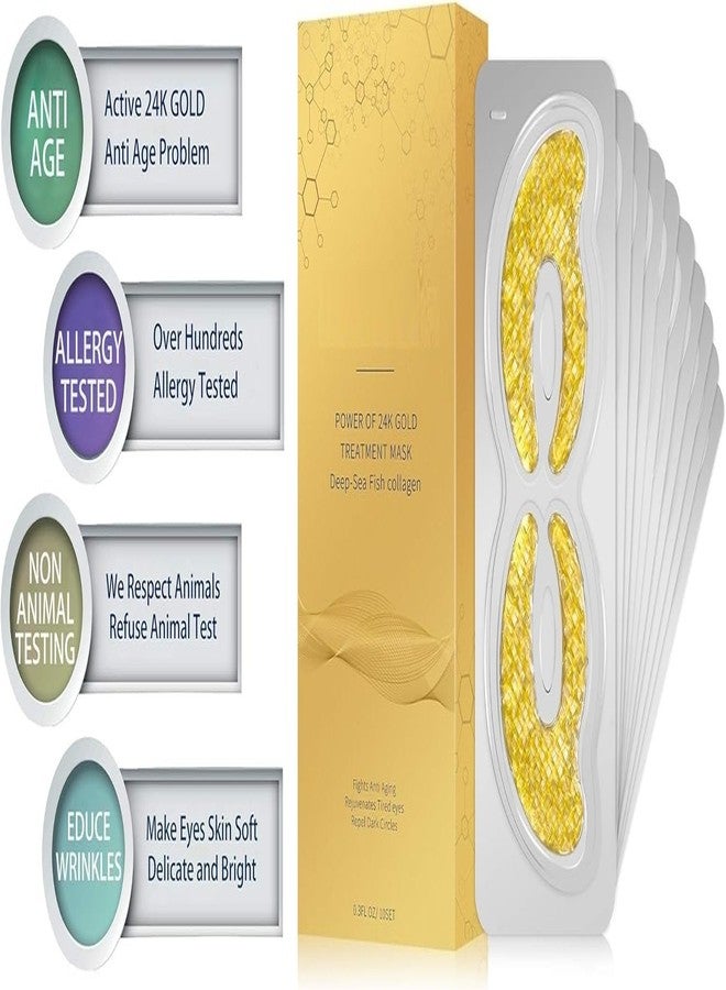 AMPLIN 24K Gold Eye Mask Collagen Gel Pads with Anti-Aging and Wrinkles Care for Rings, Swelling Treatment Hydrogel Under Eye Patches (PACK OF 10) - Image 2