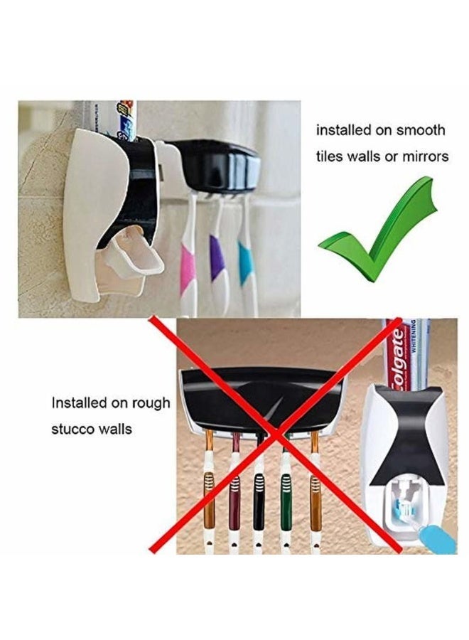 2 Pack Wall Mounted Toothpaste Dispenser with Toothbrush Holder, Press Toothpaste Squeezer, No Drill Adhesive Installation, Space Saving Bathroom Organizer, Practical Gift for Family and Kids - Image 3