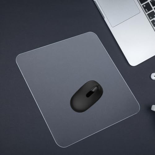 DIYEAH Gaming Mouse Pad Transparent Glass Mousepad Non-Slip Clear Desk Mat Pad with Round Edge Desk Protector for Laptop Computer Office, 9.84 X 9.84 inch - Image 4