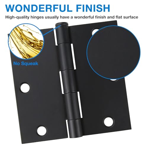 TDCHINGES 12 Pack 3 1/2 Inch Matte Black Door Hinges 3.5" Interior Square Iron Bifold Silver Standard Residential 3 ½"Satin Nickels Hinge for Doors Hardware Kit Tool Office Bedroom Study Living Room Decor - Image 3