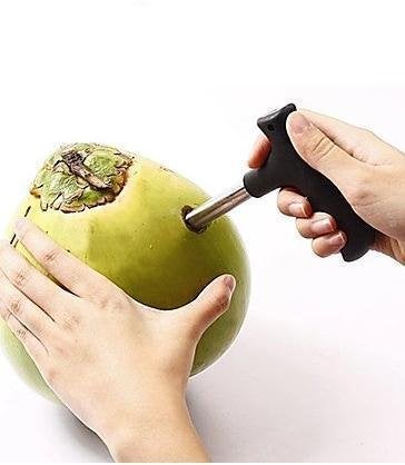 ERZA Coconut Opener Tool, Stainless Steel Tender Coconut Hole Remover with Easy Press & Release, Drill Cutter with Cleaner Stick, Food Grade, Dishwasher Safe, Easy Straw Hole Maker, PC1 - Image 5