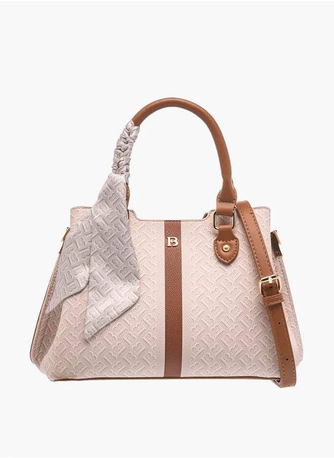 Flora Bella By Shoexpress Womens Colourblock Tote Bag With Zip Closure And Scarf Detail