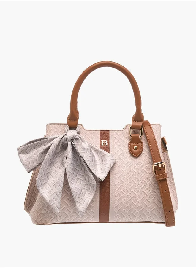 Flora Bella By Shoexpress Womens Colourblock Tote Bag With Zip Closure And Scarf Detail