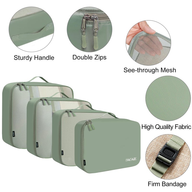 BAGAIL مجموعة حقائب التعبئة BAGAIL 8 قطع لتنظيم الأمتعة لملحقات السفر - أخضر ماتشا - Image 4