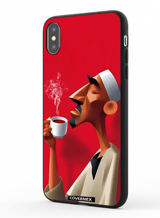 Covernex Apple iPhone Xs Protective Case Cover Printed Featuring Abstract Artistic Man Savouring Morning Coffee - Image 1