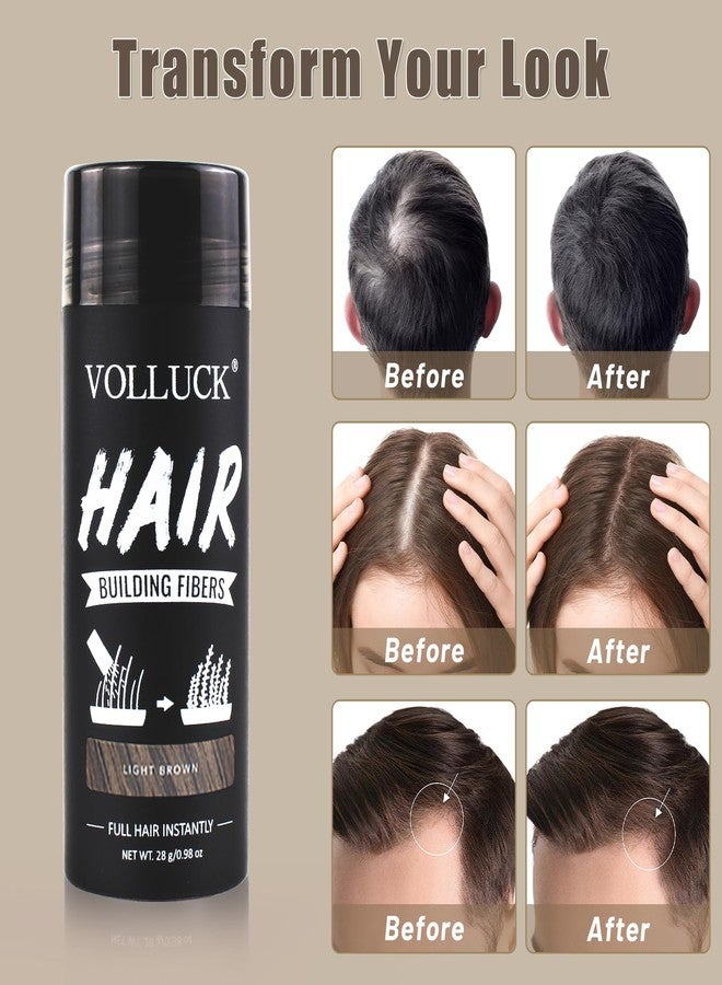 VOLLUCK Hair Fibers for Thinning Hair for Women and Men, Hair Color for Gray Hair Coverage Thicker Fuller Hair Loss Instantly Hair Building Fibers Root Touch Up Natural Formula 28g (Light Brown) - Image 2