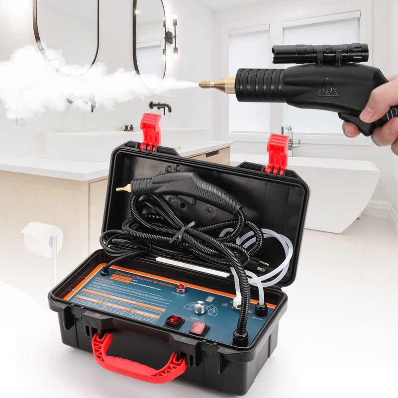 Hapyvergo High Pressure Steam Cleaner 1700W High Temp Portable Steamer Machine for Cleaning Tankless and Heavy Duty for Commercial Home Use Grout Tile Kitchen Bathroom Car Detailing