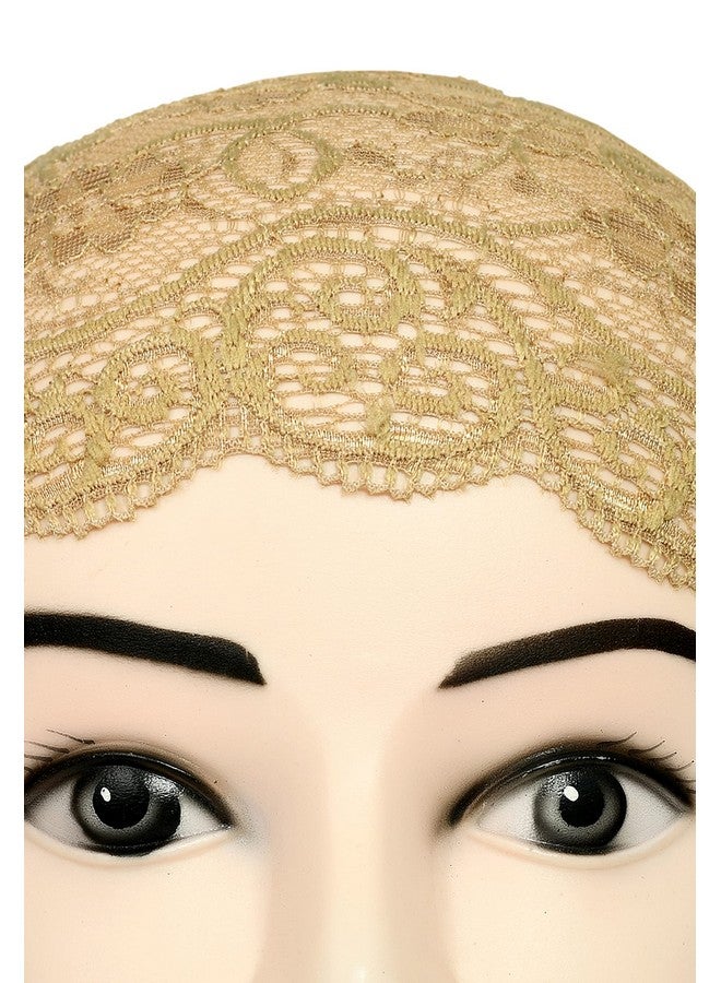 رباط رأس للحجاب للفتيات والنساء، وشاح تحت الحجاب نقاب (2 قطعة) (كريم وبيج داكن) - Image 5