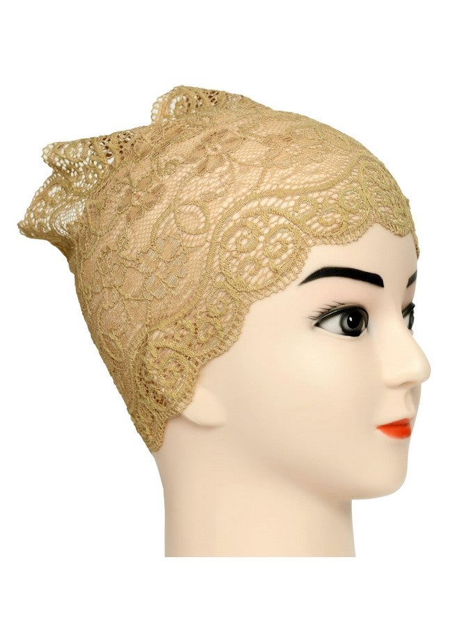 رباط رأس للحجاب للفتيات والنساء، وشاح تحت الحجاب نقاب (2 قطعة) (كريم وبيج داكن) - Image 3