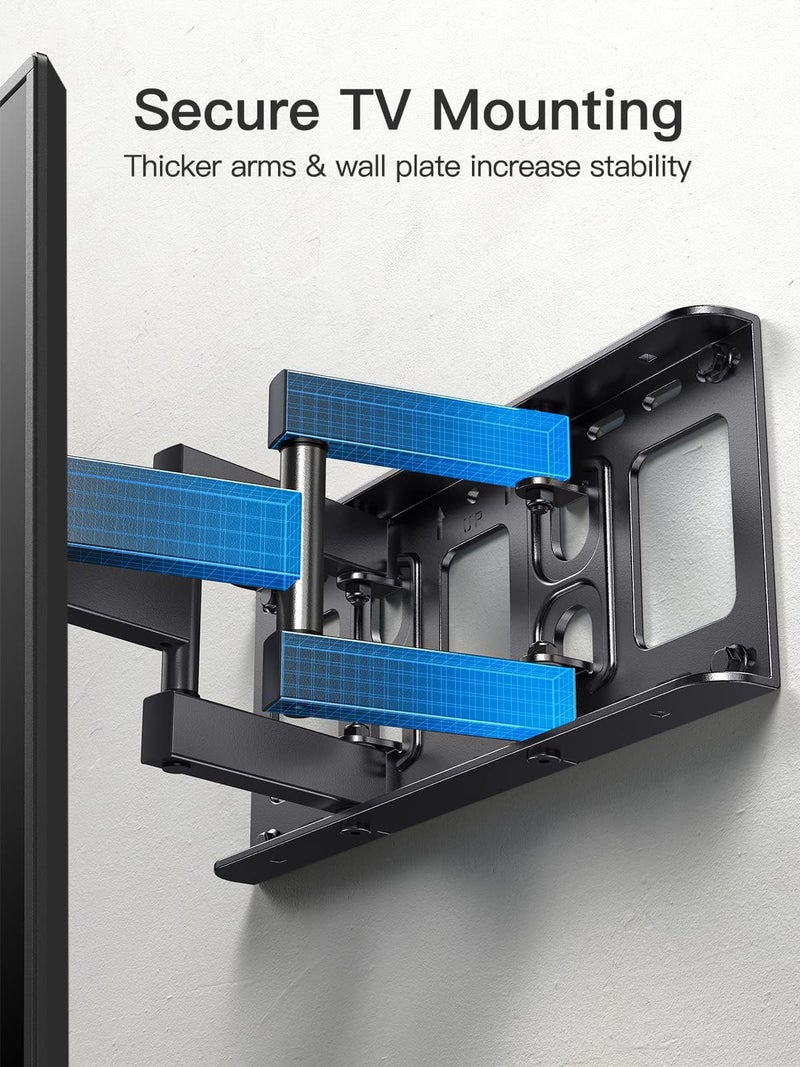 Pipishell TV Wall Mount for 26-74 inch LED LCD OLED 4K TVs up to 99lbs, Full Motion TV Mount Bracket Articulating Swivel Extension Tilting Leveling Max VESA 400x400mm, Fits 12/16 Inch Wood Studs - Image 3