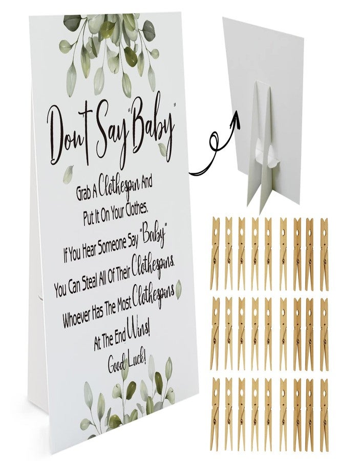 GNATV Don't Say Baby Game, One 8x10 Sign Equipped Standing Rack, 50 Mini Clothespins, Baby Shower Games, Gender Reveal Games, Baby Shower Decoration, Gender Neutral, NB003 - Image 1