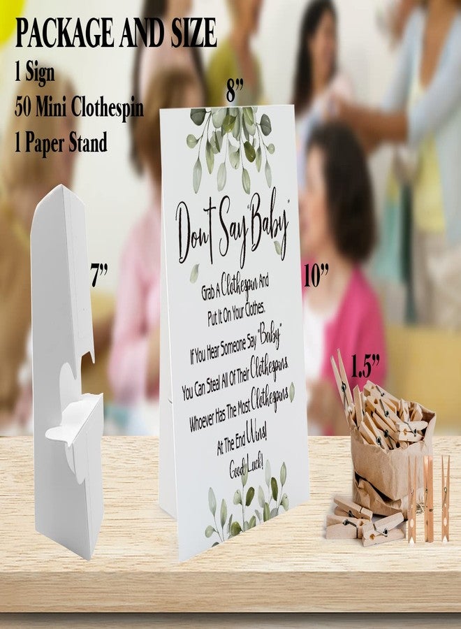 GNATV Don't Say Baby Game, One 8x10 Sign Equipped Standing Rack, 50 Mini Clothespins, Baby Shower Games, Gender Reveal Games, Baby Shower Decoration, Gender Neutral, NB003 - Image 3