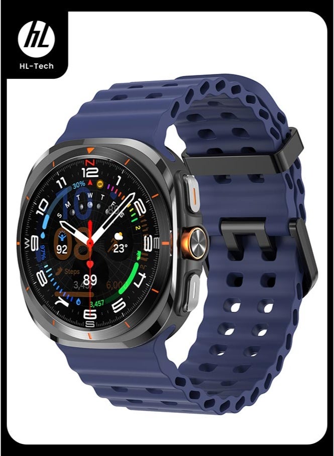 HL-Tech Samsung Galaxy Watch Ultra 47mm Soft Silicone Replacement Strap - High Quality, Lightweight, Stylish & Durable - Easy Installation - Replacement Strap for Samsung Galaxy Watch Ultra 47mm Dark Blue - Image 1