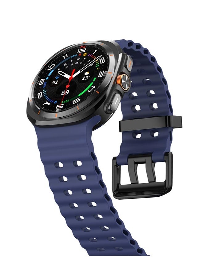 HL-Tech Samsung Galaxy Watch Ultra 47mm Soft Silicone Replacement Strap - High Quality, Lightweight, Stylish & Durable - Easy Installation - Replacement Strap for Samsung Galaxy Watch Ultra 47mm Dark Blue - Image 3