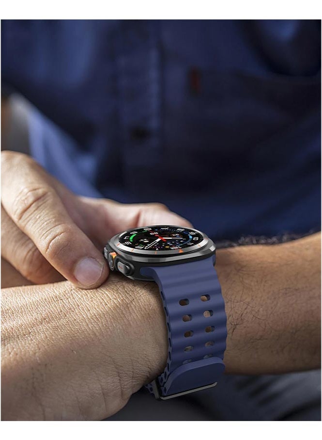 HL-Tech Samsung Galaxy Watch Ultra 47mm Soft Silicone Replacement Strap - High Quality, Lightweight, Stylish & Durable - Easy Installation - Replacement Strap for Samsung Galaxy Watch Ultra 47mm Dark Blue - Image 5
