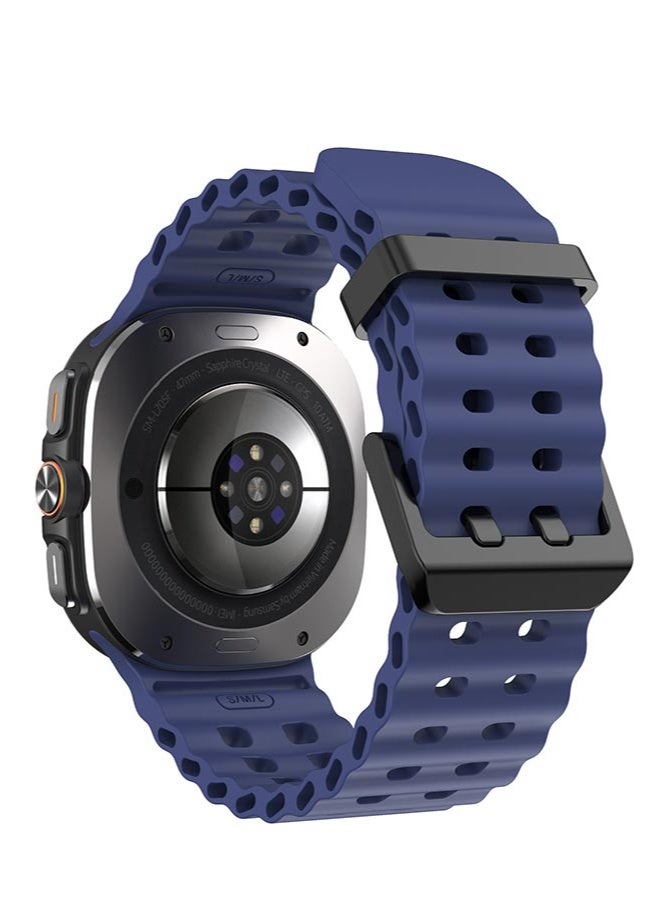 HL-Tech Samsung Galaxy Watch Ultra 47mm Soft Silicone Replacement Strap - High Quality, Lightweight, Stylish & Durable - Easy Installation - Replacement Strap for Samsung Galaxy Watch Ultra 47mm Dark Blue - Image 2