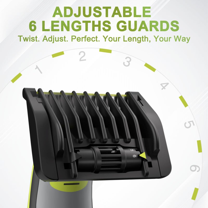 TRESBOUTIQUE 6-in-1 Adjustable Guards for Hybrid Electric Trimmer QP2520 QP2530 QP2630 QP2620 QP2510 QP2521 QP2522 QP2531 QP6510, Guide Comb O Blade 6 Length Settings Optional From 1-6mm with Cleaning Brush - Image 3