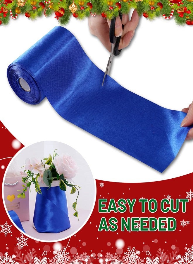 FAKILO Blue Satin Ribbon 4 Inch x 22 yd Wide Thick Royal Blue Ribbon for A Grand Opening Business Ribbon Cuttings Ceremony Bow Wedding Chairs Pageant Sashes Christmas Festival Decor - Image 3