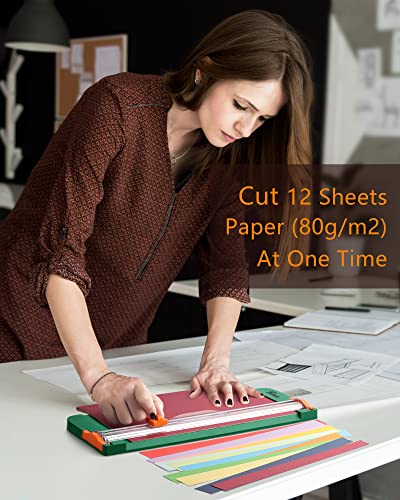 Firbon Green A4 Paper Cutter 12 Inch Titanium Straight Paper Trimmer with Side Ruler for Scrapbooking Craft, Paper, Coupon, Label, Cardstock - Image 5