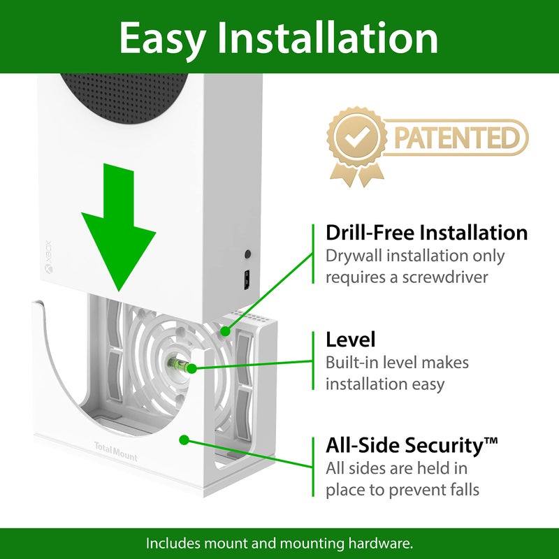 TotalMount â€“ Wall Mount for Xbox Series S â€“ Holds Xbox Series S on a Wall by Your TV (White Mount) - Image 3