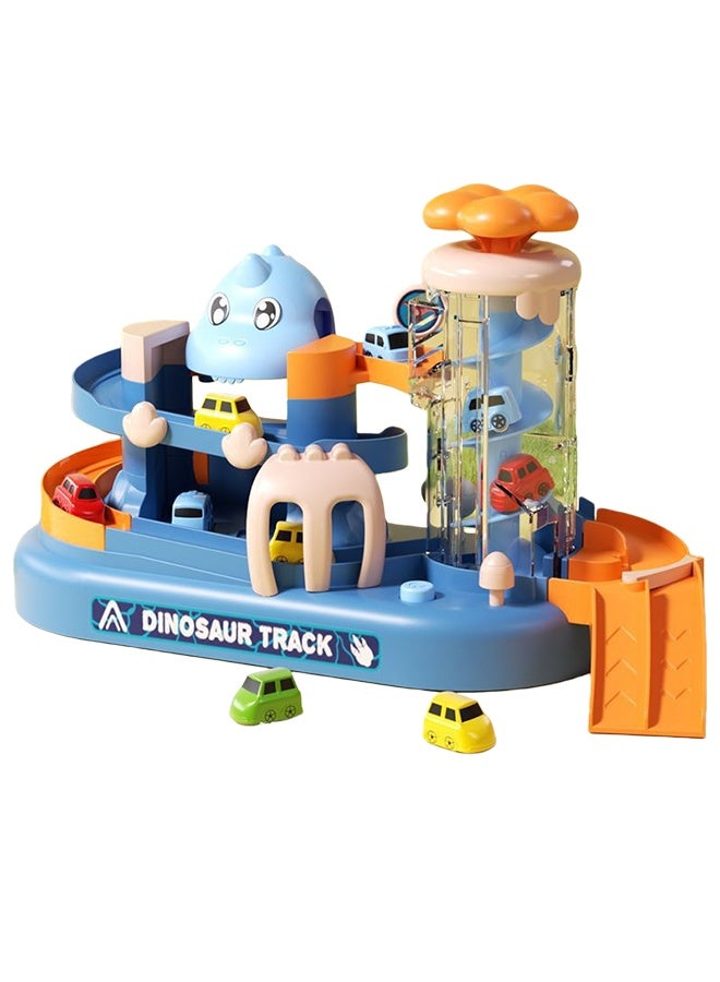سباق السيارات لعبة المسار ديناصور سيارة مغامرة اللعب طفل سيارة المسار اللعب مجموعة المركبات الملونة البناء اللعب مجموعة مع 6 سيارات متسابق صغيرة طفل سباق السيارات المسار لعبة مجموعة لغز السكك الحديدية سيارة هدايا ما قبل المدرسة للأطفال 3 + سنوات من العمر الفتيان الفتيات، 28x16x14cm - Image 1