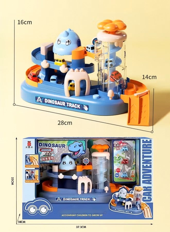 سباق السيارات لعبة المسار ديناصور سيارة مغامرة اللعب طفل سيارة المسار اللعب مجموعة المركبات الملونة البناء اللعب مجموعة مع 6 سيارات متسابق صغيرة طفل سباق السيارات المسار لعبة مجموعة لغز السكك الحديدية سيارة هدايا ما قبل المدرسة للأطفال 3 + سنوات من العمر الفتيان الفتيات، 28x16x14cm - Image 2