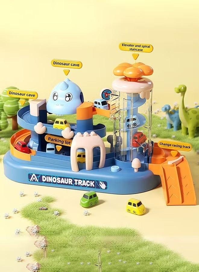 سباق السيارات لعبة المسار ديناصور سيارة مغامرة اللعب طفل سيارة المسار اللعب مجموعة المركبات الملونة البناء اللعب مجموعة مع 6 سيارات متسابق صغيرة طفل سباق السيارات المسار لعبة مجموعة لغز السكك الحديدية سيارة هدايا ما قبل المدرسة للأطفال 3 + سنوات من العمر الفتيان الفتيات، 28x16x14cm - Image 5