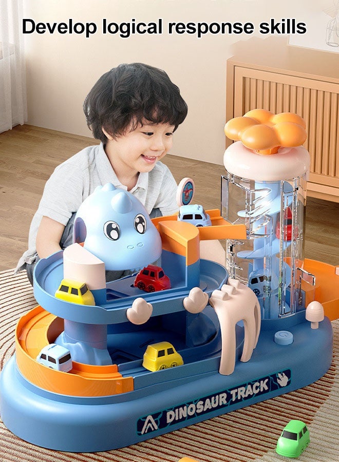 سباق السيارات لعبة المسار ديناصور سيارة مغامرة اللعب طفل سيارة المسار اللعب مجموعة المركبات الملونة البناء اللعب مجموعة مع 6 سيارات متسابق صغيرة طفل سباق السيارات المسار لعبة مجموعة لغز السكك الحديدية سيارة هدايا ما قبل المدرسة للأطفال 3 + سنوات من العمر الفتيان الفتيات، 28x16x14cm - Image 4