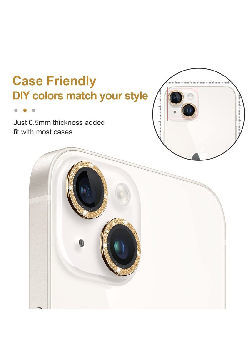 Excefore Excefore for iPhone 14 / 14 Plus Camera Lens Protector, 9H Tempered Glass Camera Cover Screen Protector Metal Individual Ring Protector for iPhone 14 and iPhone 14 Plus (2 Set, Gold)  - Image 5