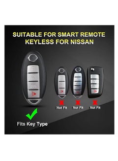 OUYoo OUYoo For Nissan Key Fob Cover with Metal fidget spinner key chain, UAE flag key chain, Advanced Soft TPU Surface Grain Key Case for Nissan Key Shell (4 Button only) (Silver）  - Image 2