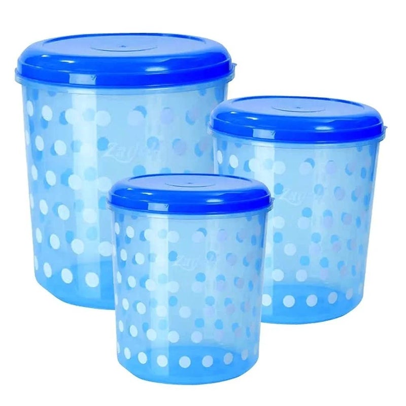 WOOLCO Bright Shine Plastic Premium Home Kitchen Storage JarsDabbaContainer Airtight Jars With Lid Set 1 L 2 L 3 L - Image 1